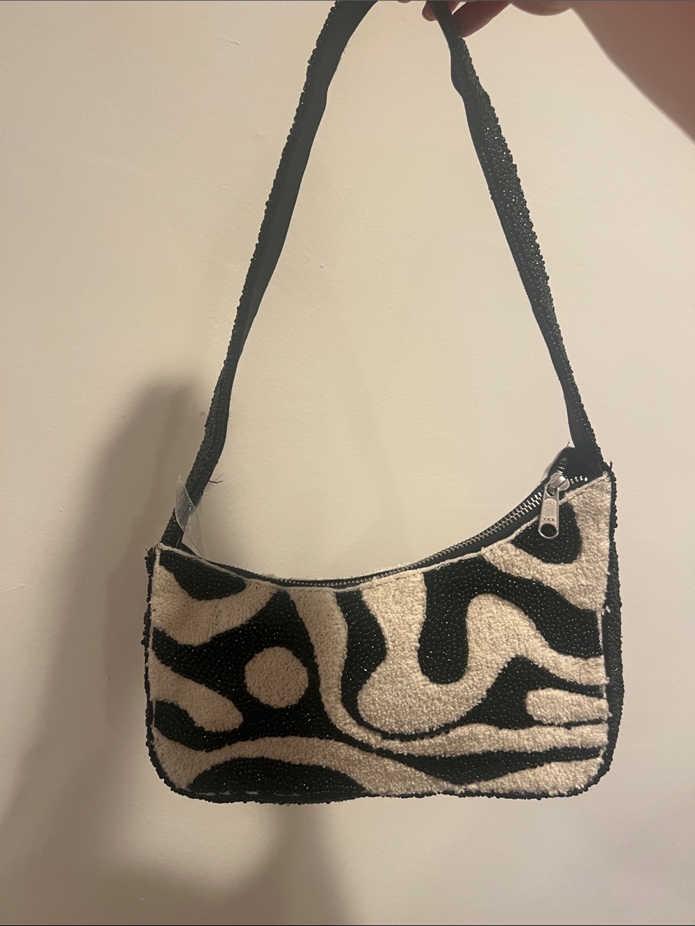 Black & Cream Abstract Pattern Shoulder Bag